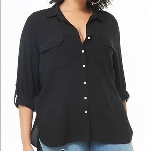H&M | Black | Button- down long sleeve blouse